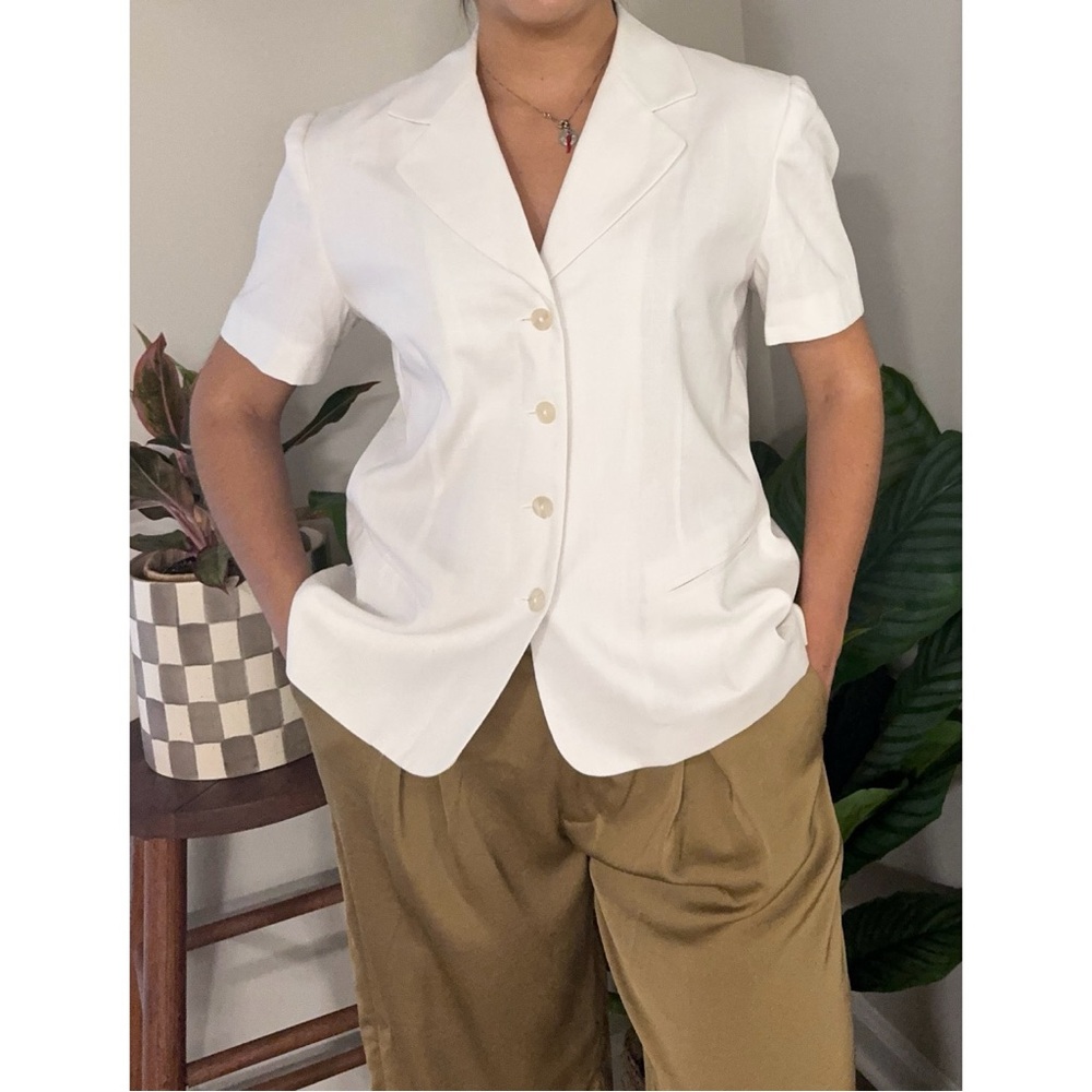 Vintage Joan Leslie White Short Sleeve Blazer